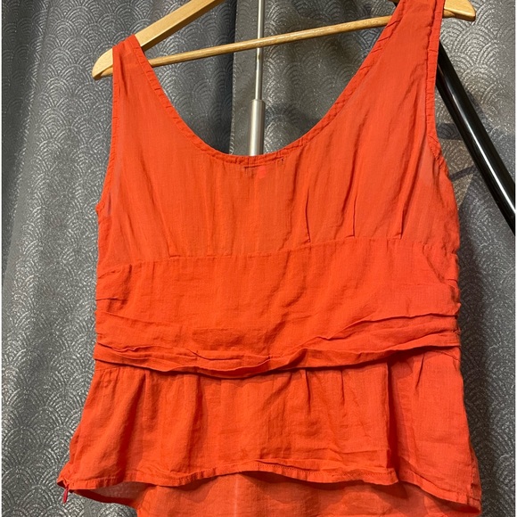 Burnt Orange Sleeveless Top - Maggie Walt Design - Side zipper - semi sheer - Picture 7 of 7